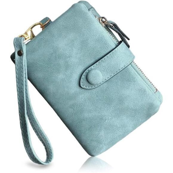 Womens Small Bifold Leather Wallets Green - Picture 1 of 7